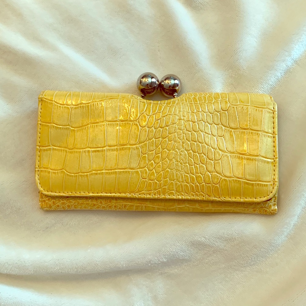 Yellow faux leather wallet
